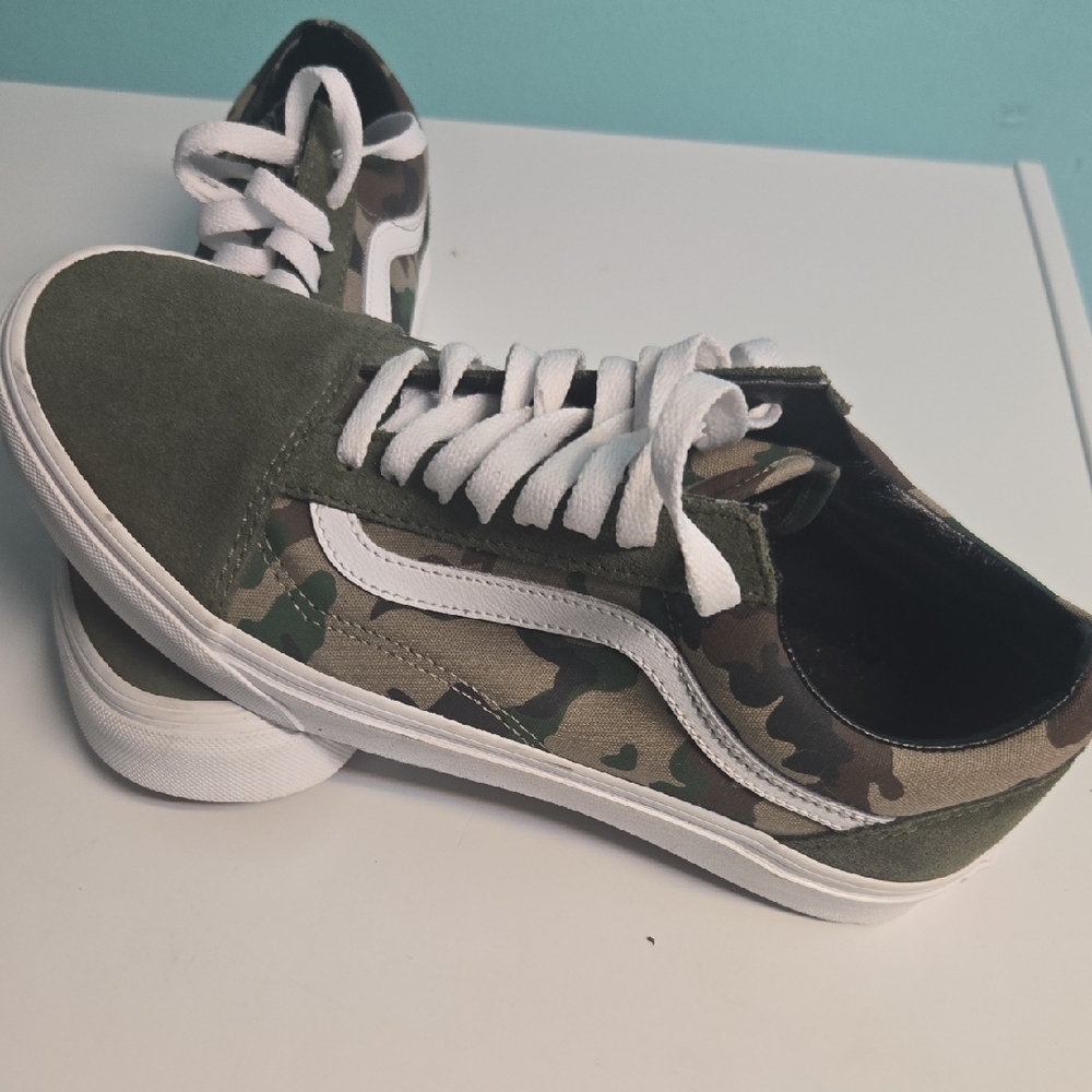 Vans Green and Camouflage Athletic Shoes